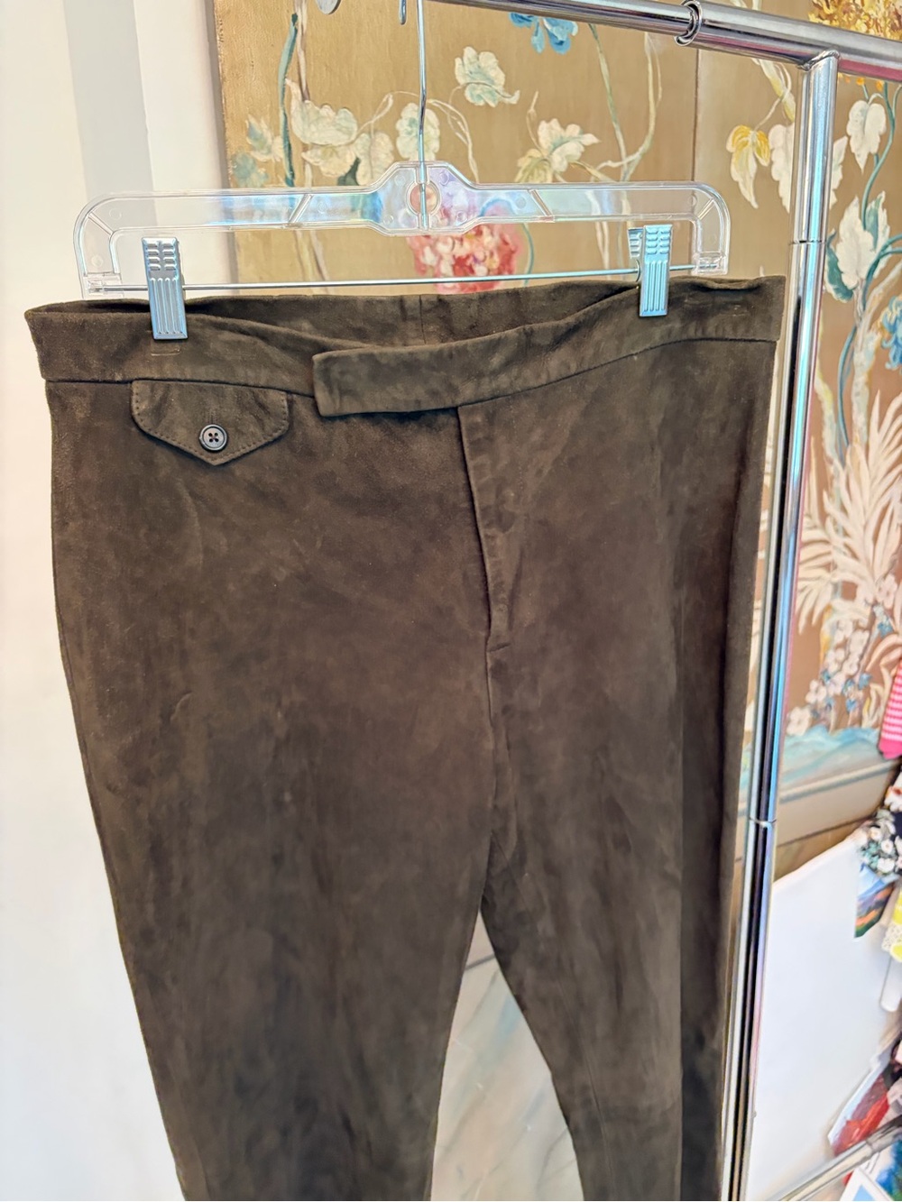 Ralph Lauren Women’s 100% Suede Brown Trousers Vintage
